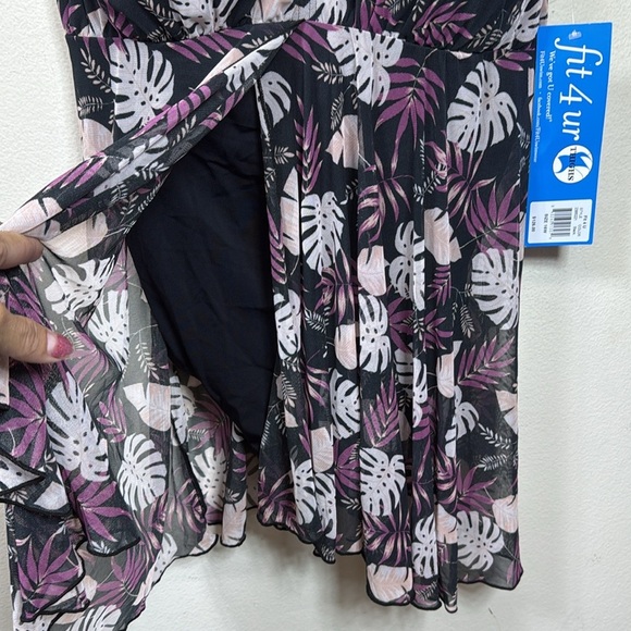 (L1) Fit 4 U Mesh Swimsuit Floral Print Loose Dress Black Jumpsuit, Diff/Sizes - Picture 2 of 11